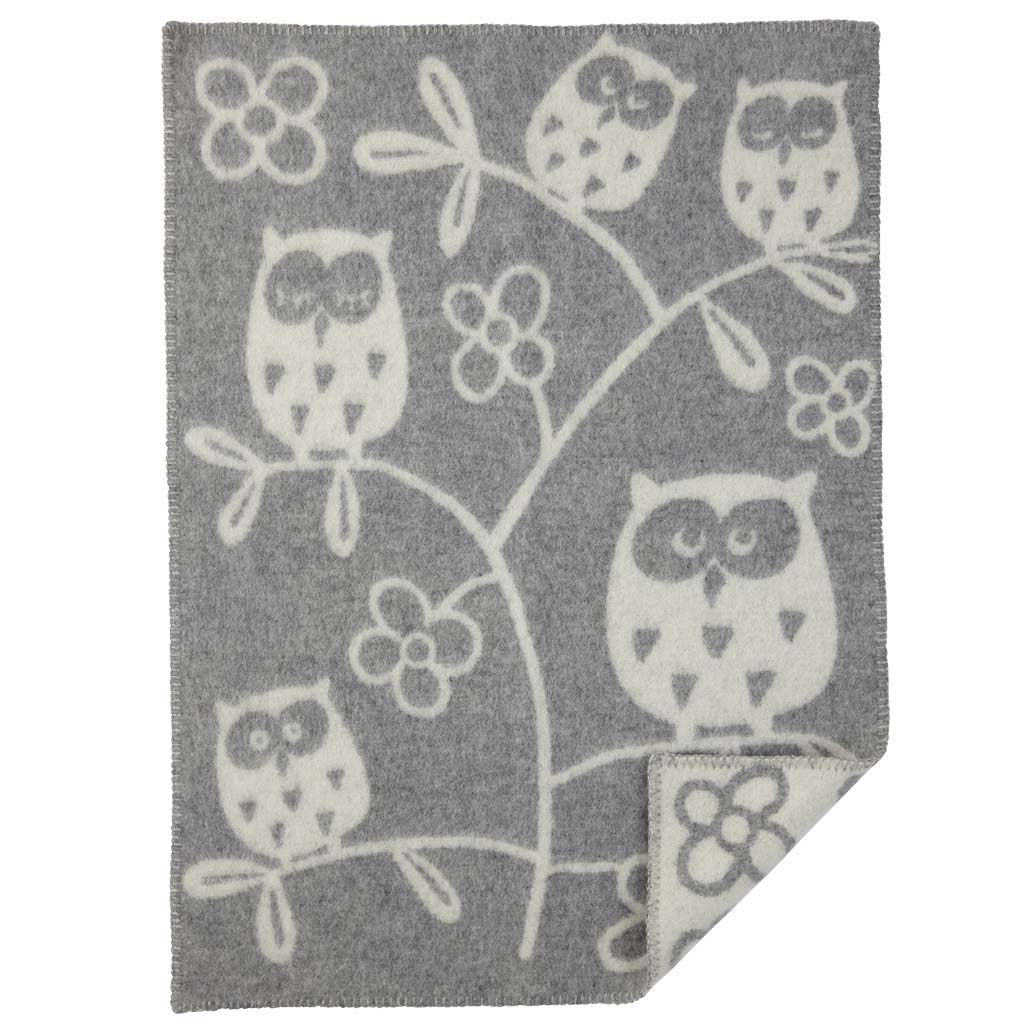 Tree Owl barnfilt - Ljusgrå - 100% ekologisk lammull