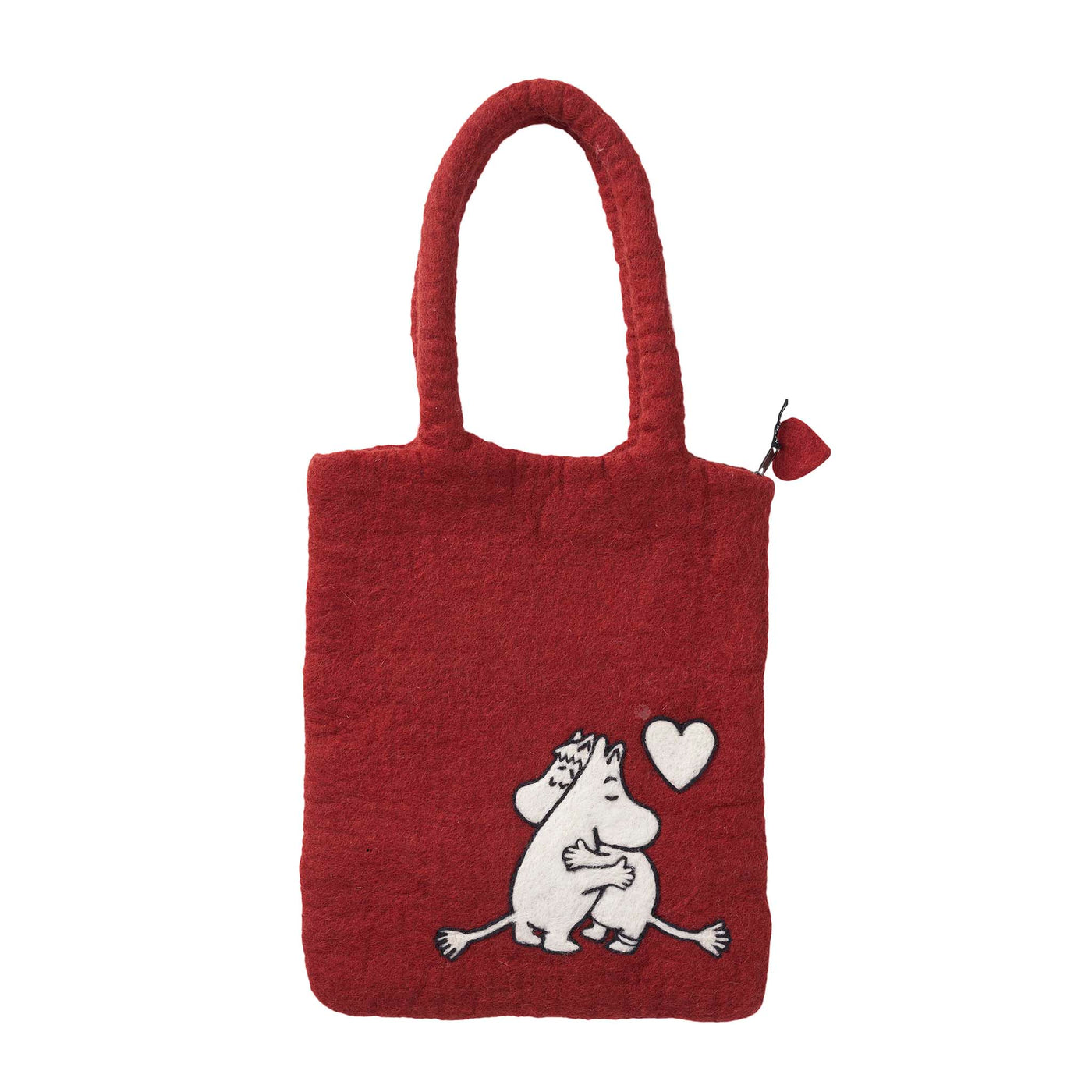 Moomin in love filtad väska - Röd - 100% handfiltad ull