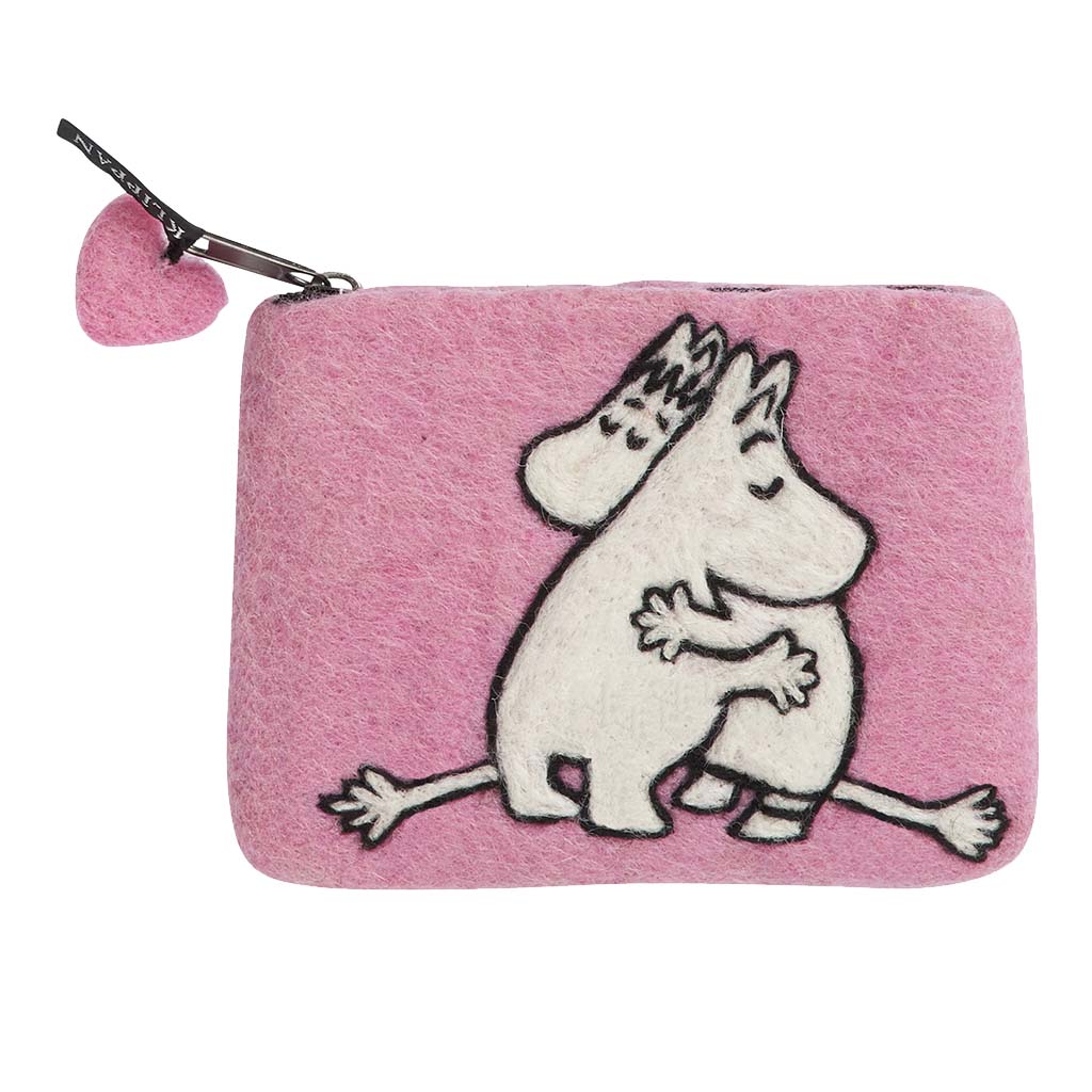 Moomin pink love filtad börs - Rosa - 100% handfiltad ull